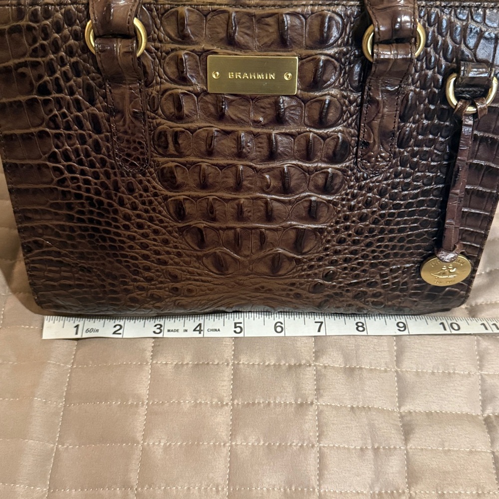 Brahmin Espresso Crocodile Embossed Handbag - Picture 15 of 17